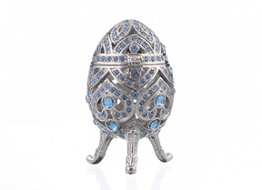 Silver Faberge Egg with Blue Crystals