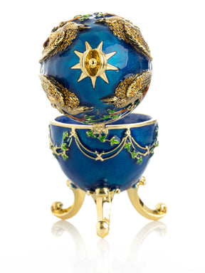 Blue Russian Egg with Eagles Music Playing Egg