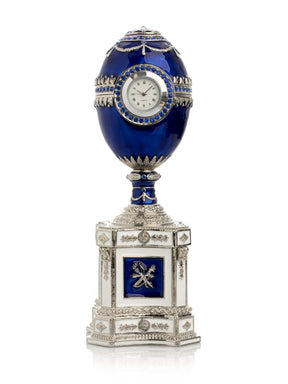 Blue Faberge Egg with a Pearl and a Clock