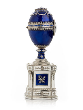 Blue Faberge Egg with a Pearl and a Clock