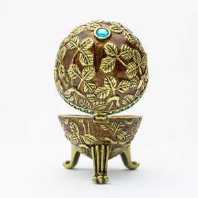 Brown Faberge Egg with Leaves Easter Egg Keren Kopal