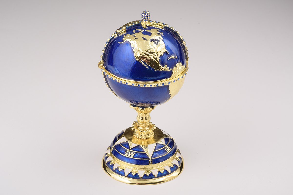 Globe Faberge Egg with Sailing ship Easter Egg Keren Kopal