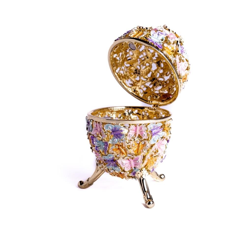 Golden Faberge Egg Decorated with Butterflies Easter Egg Keren Kopal