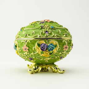 Green Faberge Egg with Flowers Easter Egg Keren Kopal