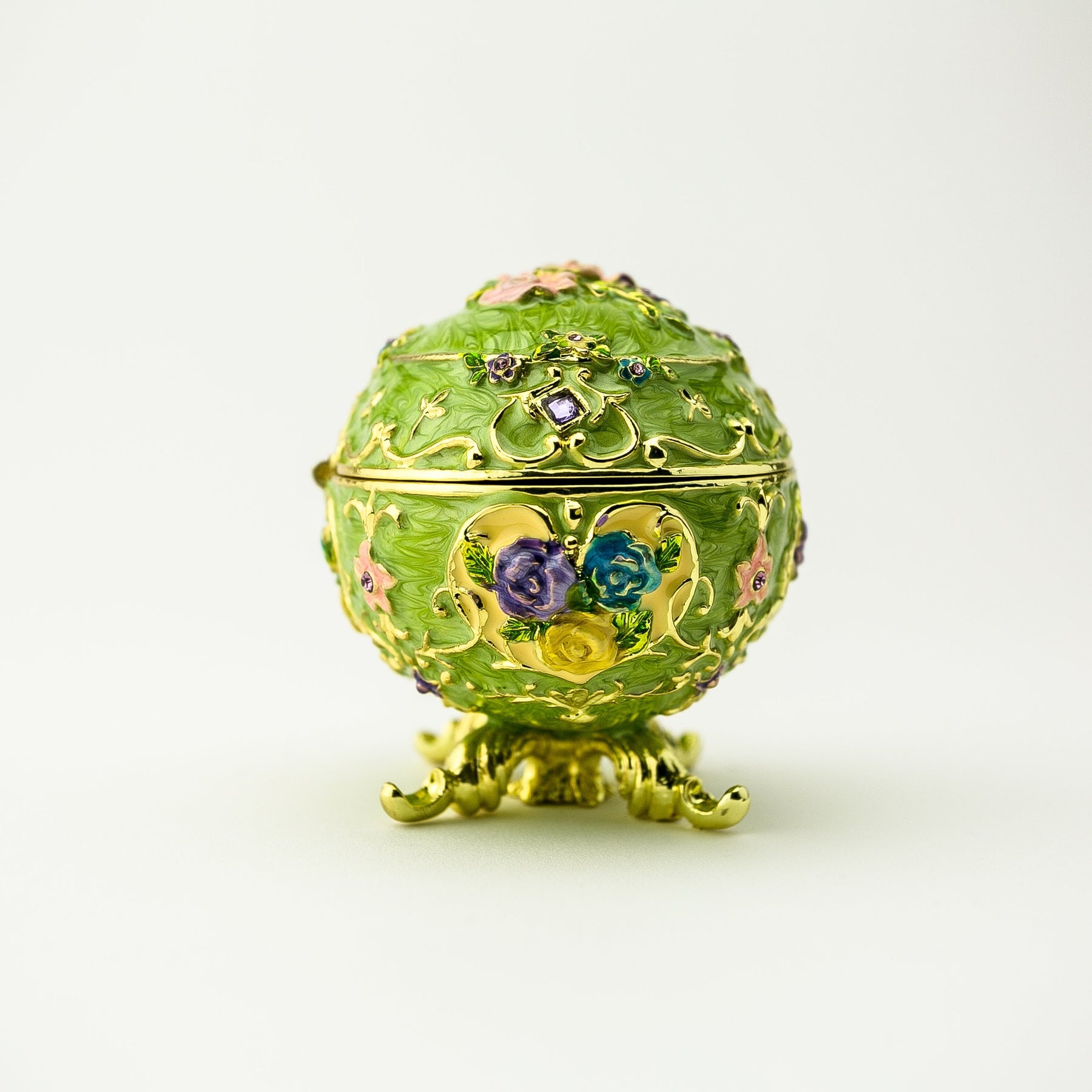 Green Faberge Egg with Flowers Easter Egg Keren Kopal