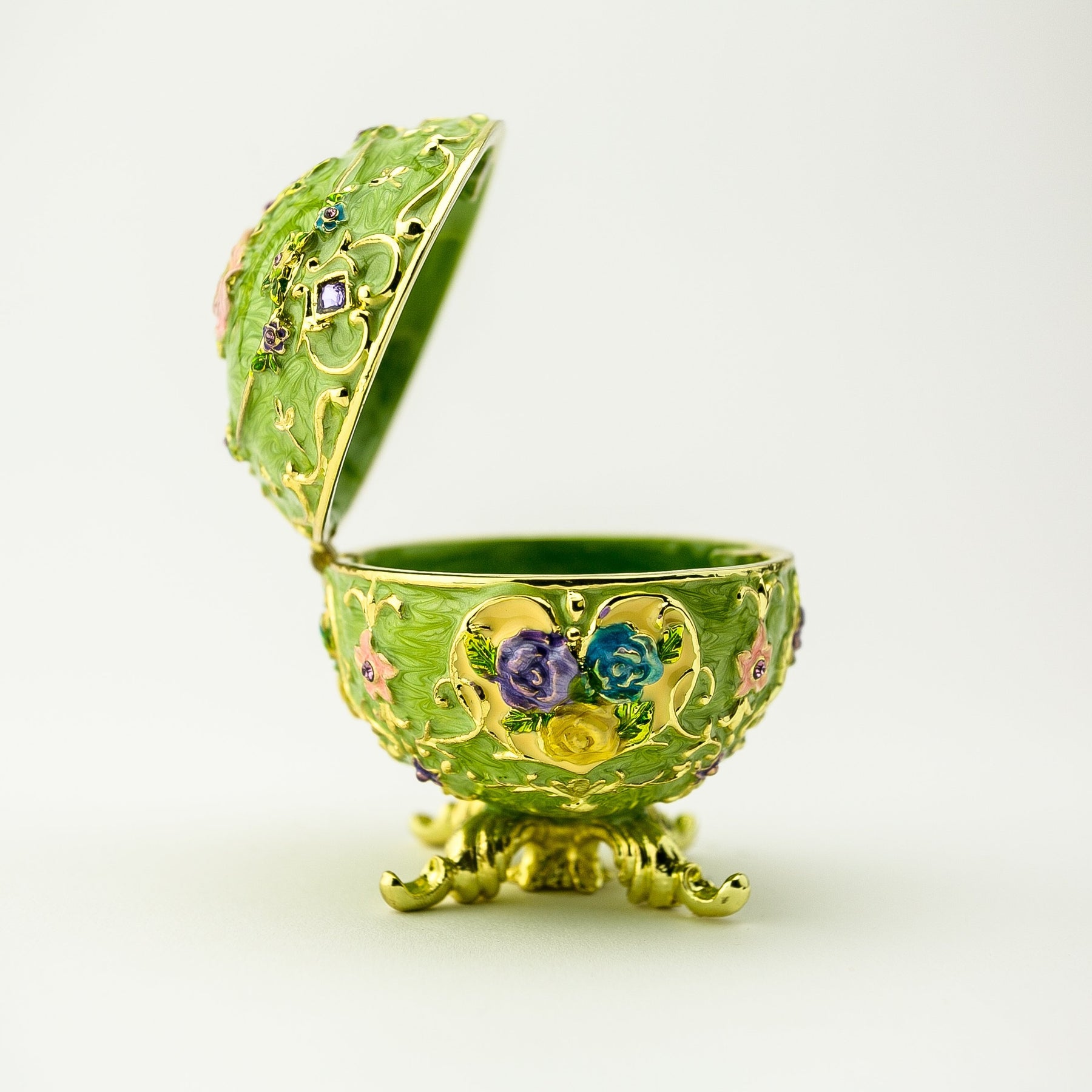 Green Faberge Egg with Flowers Easter Egg Keren Kopal