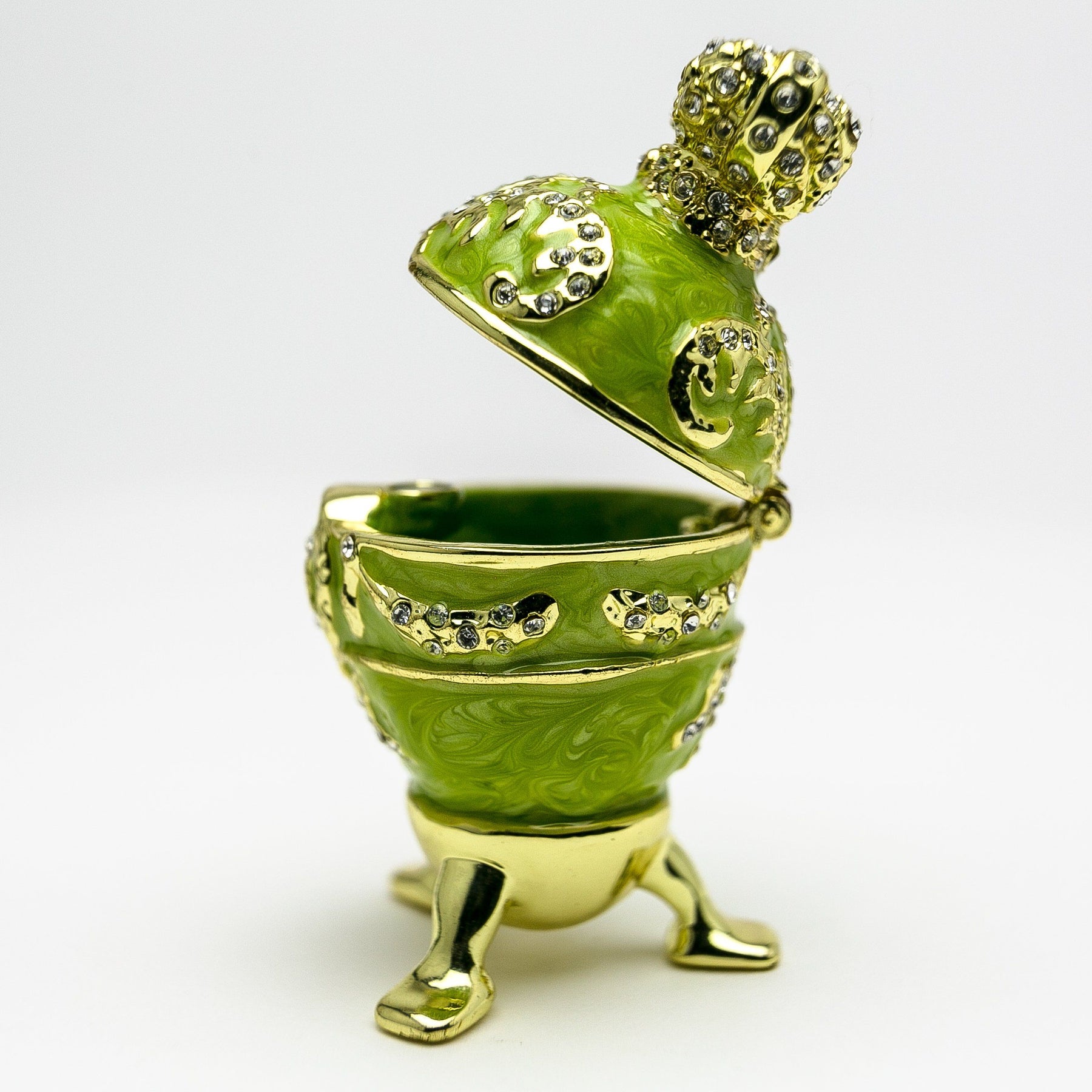 Green Faberge Egg with Heart on Top Easter Egg Keren Kopal