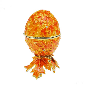 Orange Faberge Egg with Leaves Easter Egg Keren Kopal