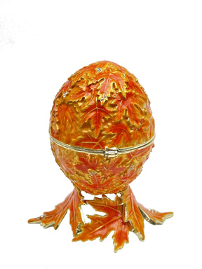 Orange Faberge Egg with Leaves Easter Egg Keren Kopal