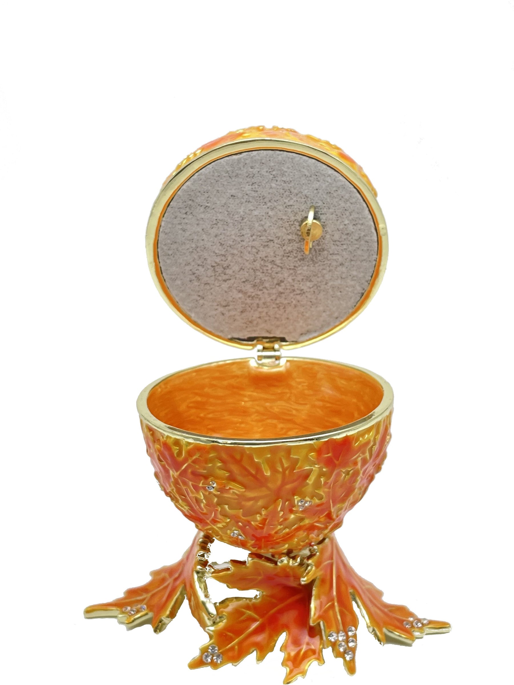 Orange Faberge Egg with Leaves Easter Egg Keren Kopal