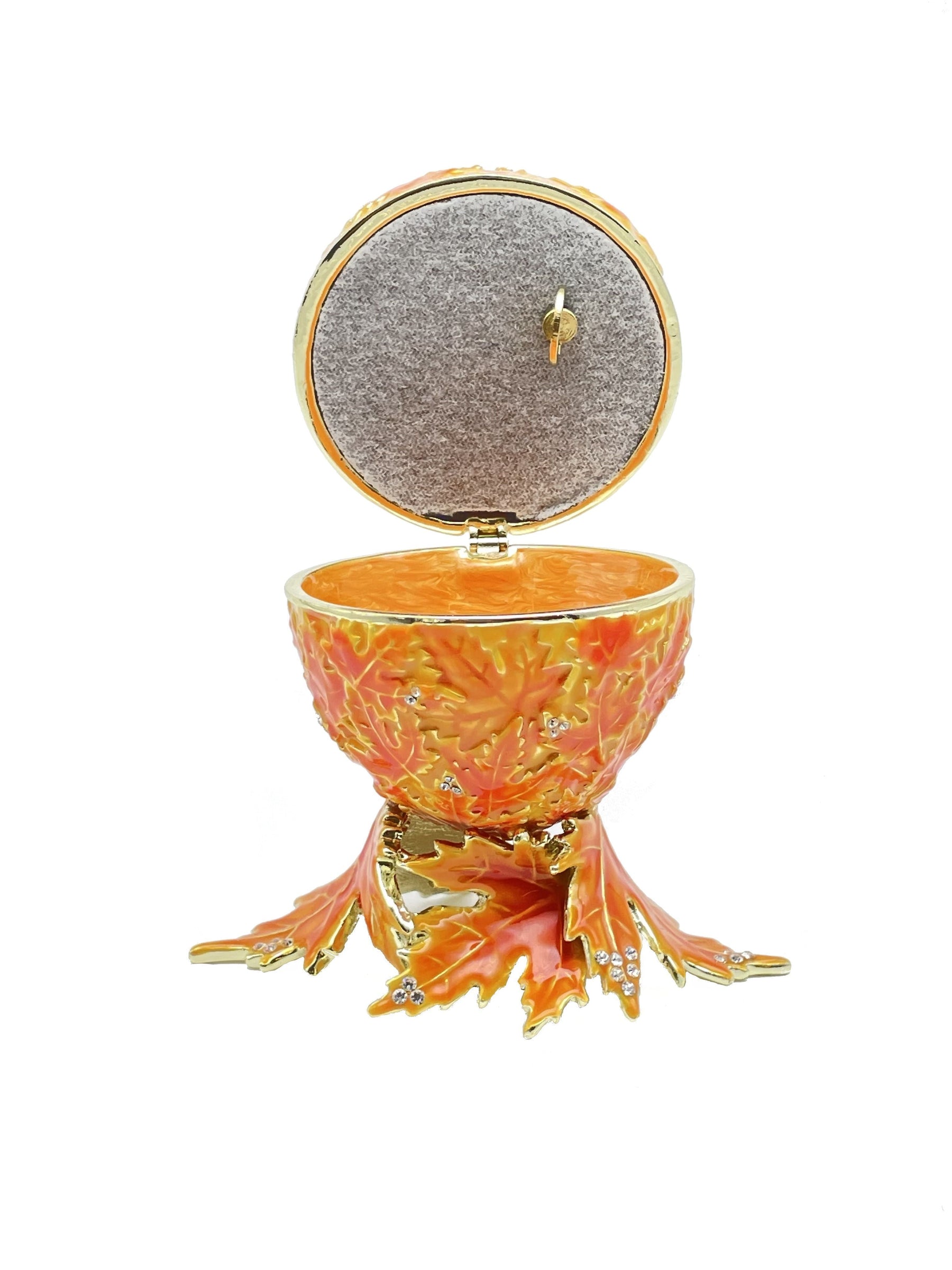 Orange Faberge Egg with Leaves Easter Egg Keren Kopal