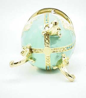 Turquoise Musical Carousel with Royal Horses Easter Egg Keren Kopal