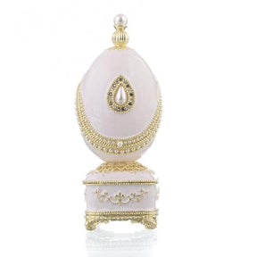 White Faberge Egg with Pearl Easter Egg Keren Kopal