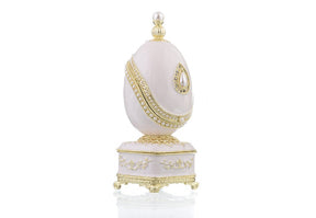 White Faberge Egg with Pearl Easter Egg Keren Kopal