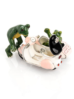 Frogs Riding Vespa with Sidecar