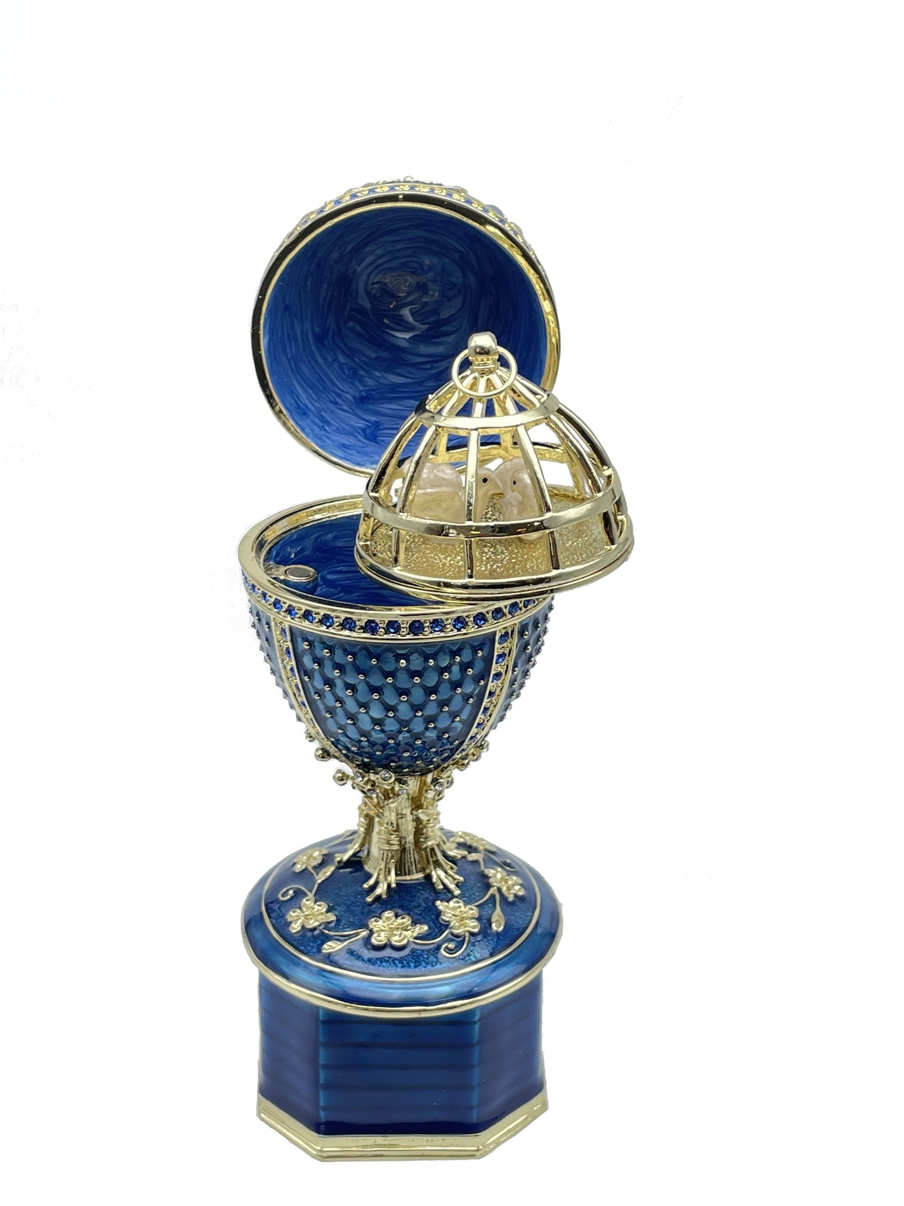 Blue Faberge Egg with doves trinket box Faberge Egg Keren Kopal