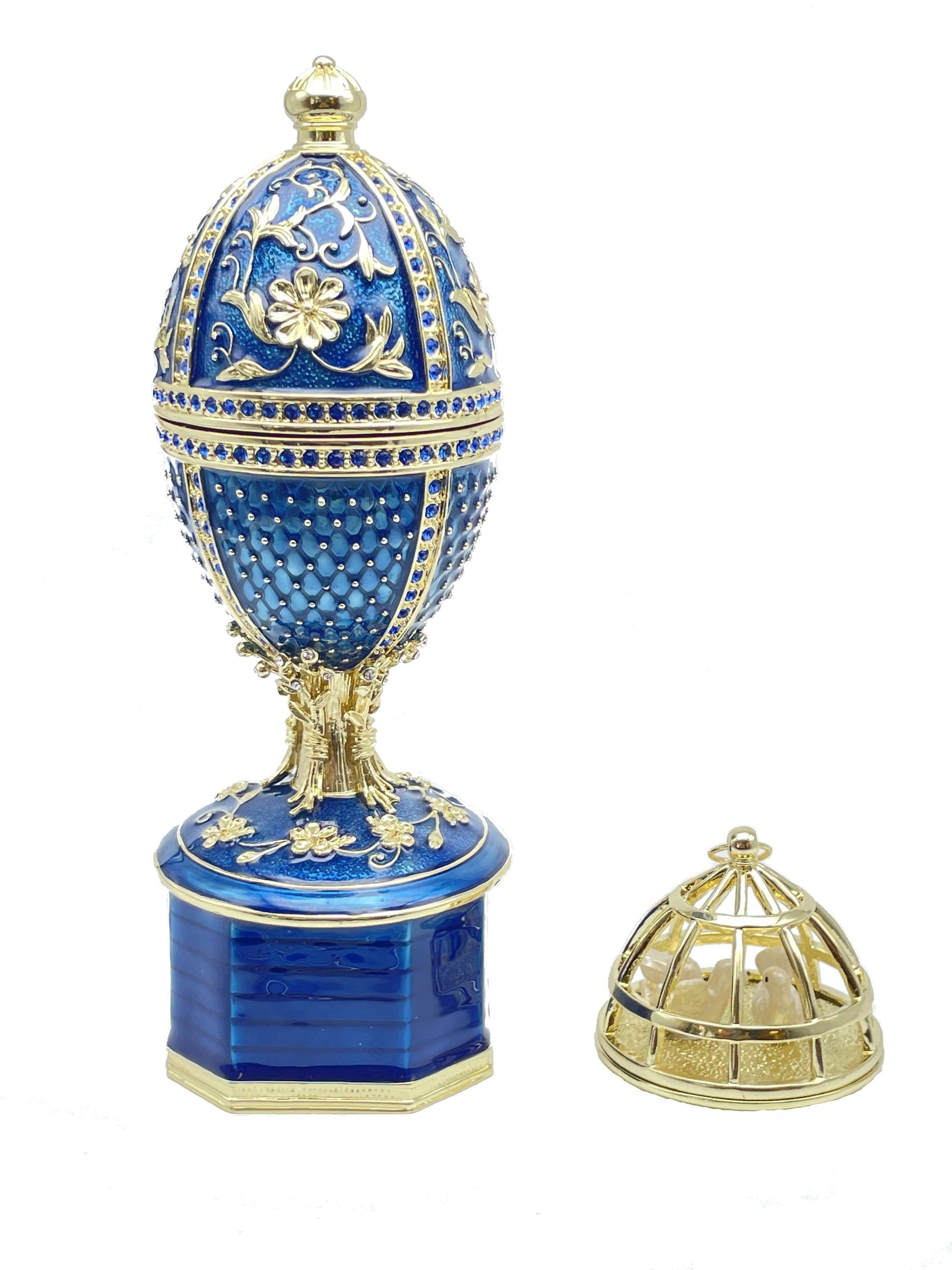 Blue Faberge Egg with doves trinket box Faberge Egg Keren Kopal