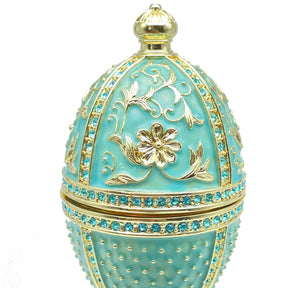 Green turquoise Faberge Egg with doves trinket box Faberge Egg Keren Kopal