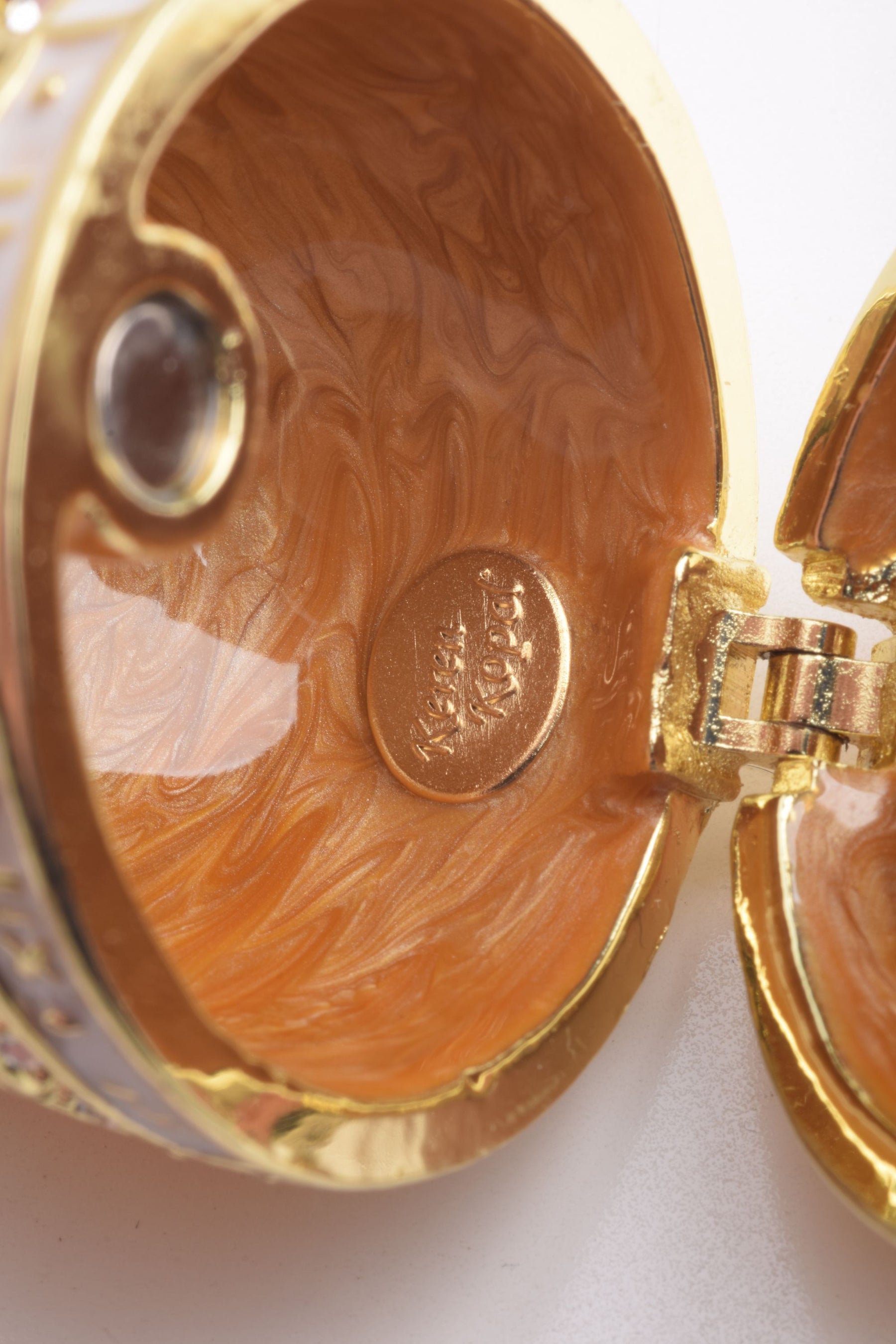 Orange Russian Egg Hanging of a Tree Branch Faberge Egg Keren Kopal