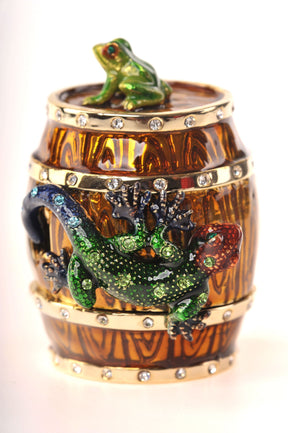 Keren Kopal Frog & Lizard on a Barrel  58.50