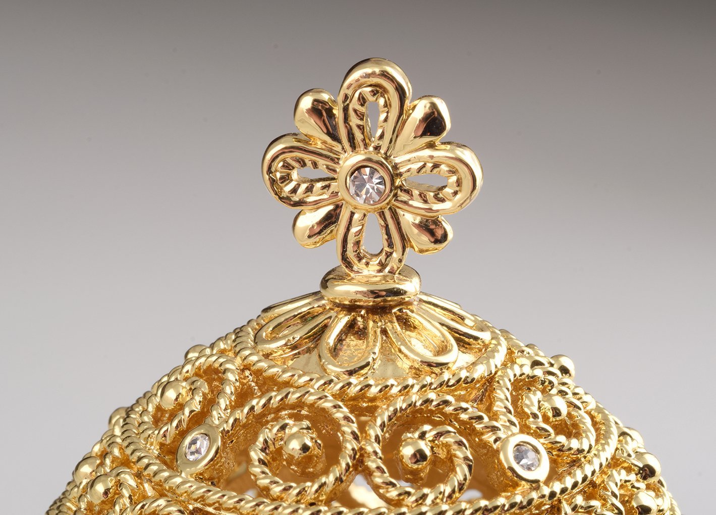 Keren Kopal Gold Faberge Egg with Clock Inside  119.00