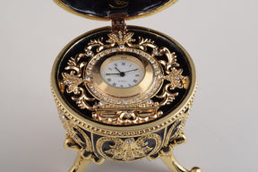 Keren Kopal Gold & Black Faberge Egg with Clock  124.00