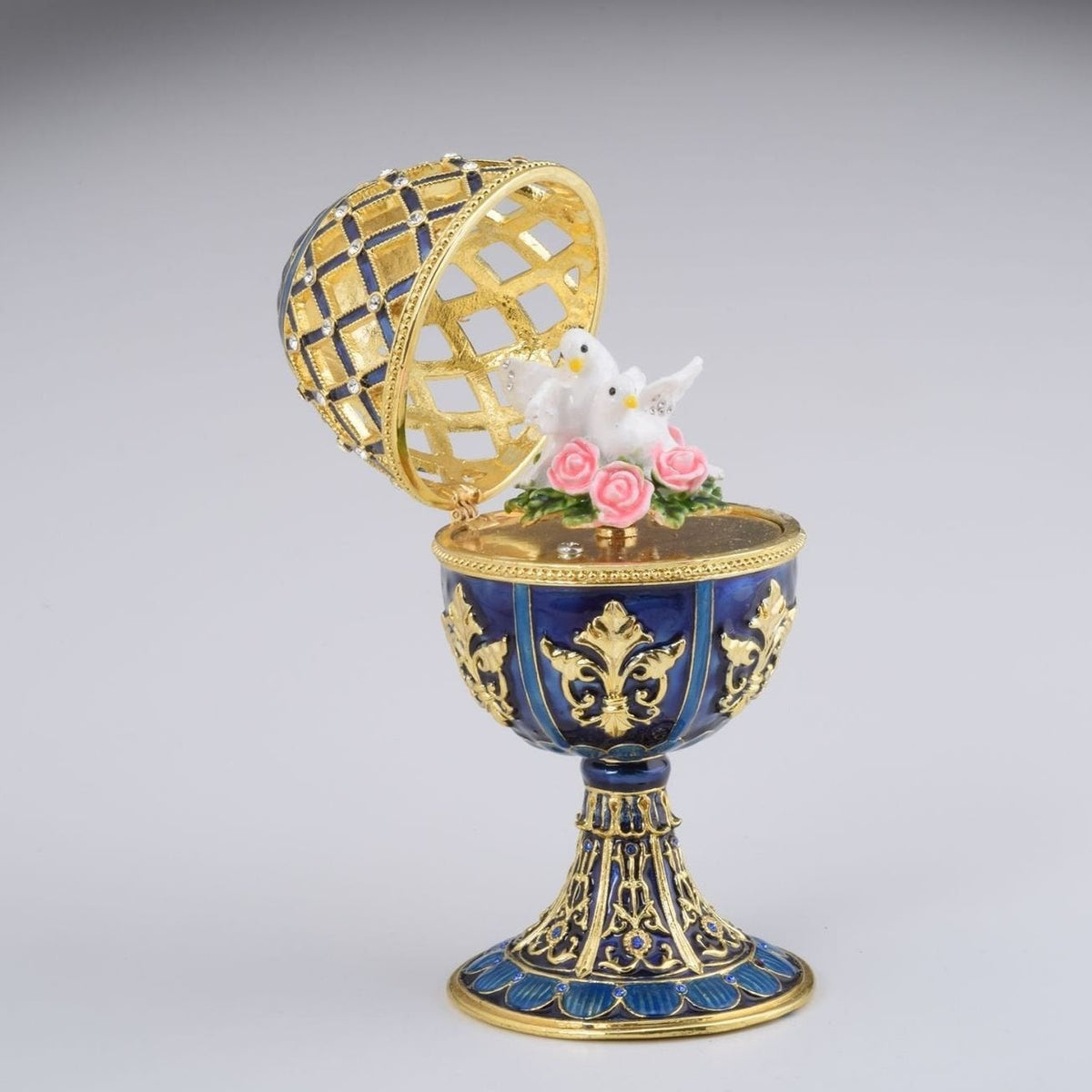 Keren Kopal Golden Blue Faberge Egg with White Doves  155.25