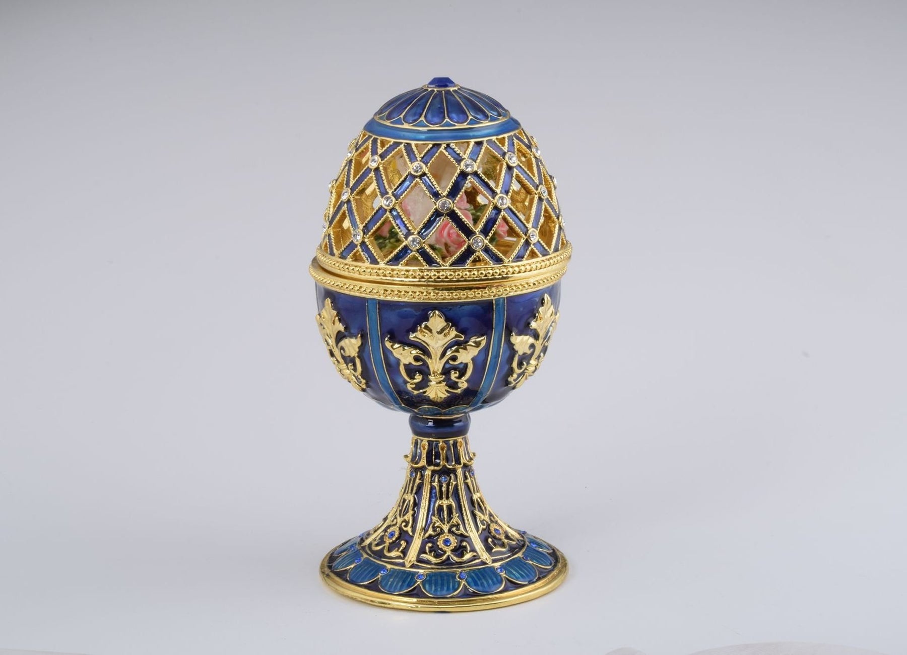 Keren Kopal Golden Blue Faberge Egg with White Doves  155.25