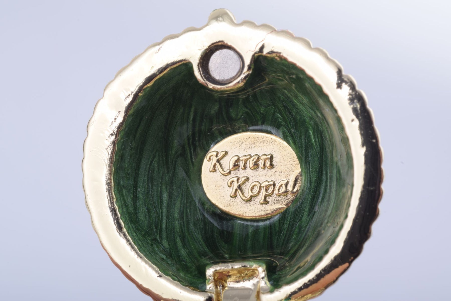 Keren Kopal Green Faberge Egg with a Golden Frog Inside  51.25