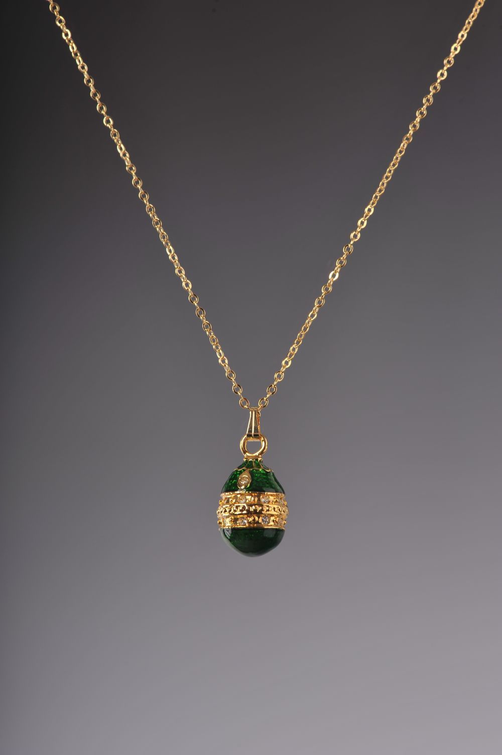 Green & Gold Egg Pendant Locket Necklace  Keren Kopal