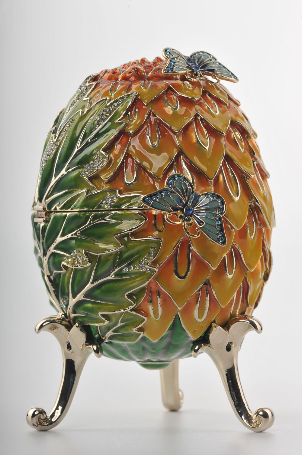 Keren Kopal Green & Yellow Faberge Egg with Blue Butterflies  275.00