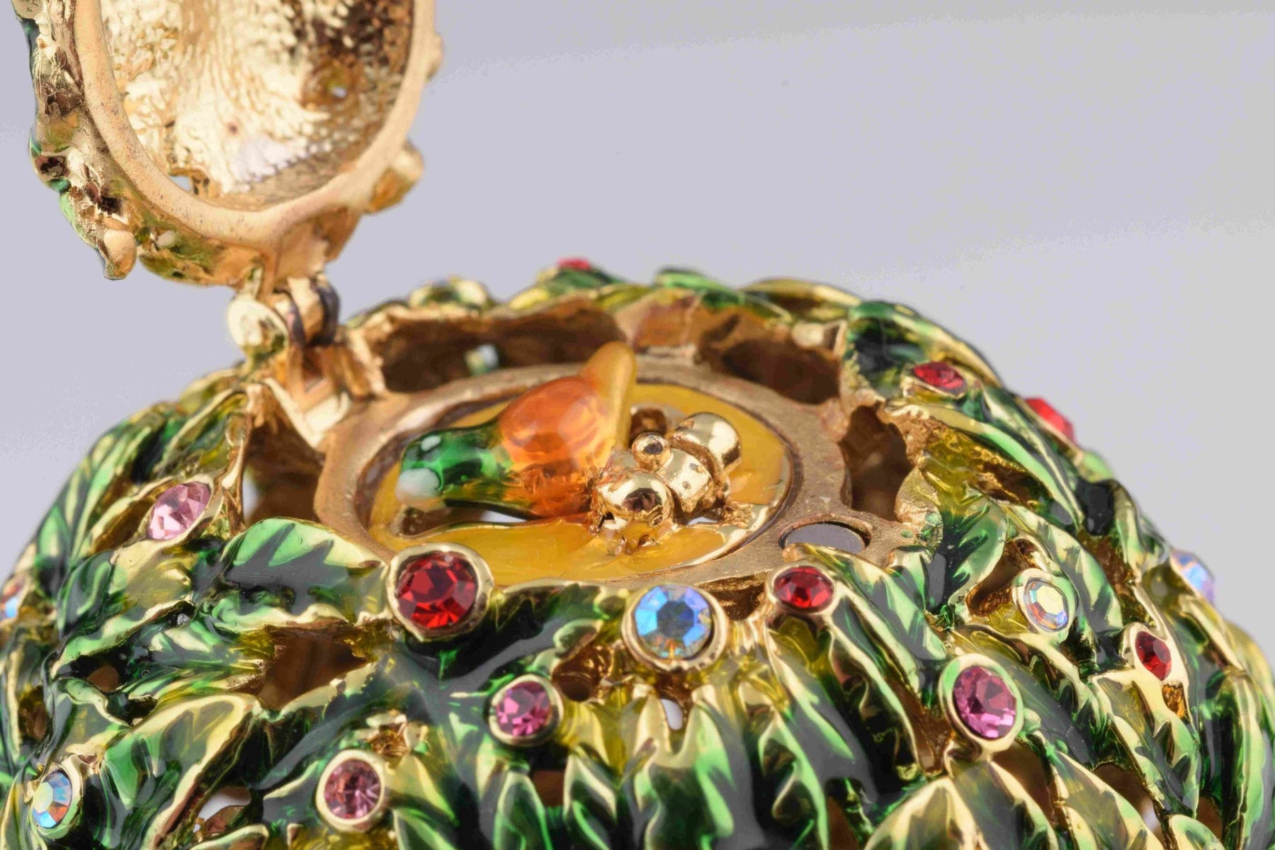 Bay Tree Faberge Egg with Colorful Crystals