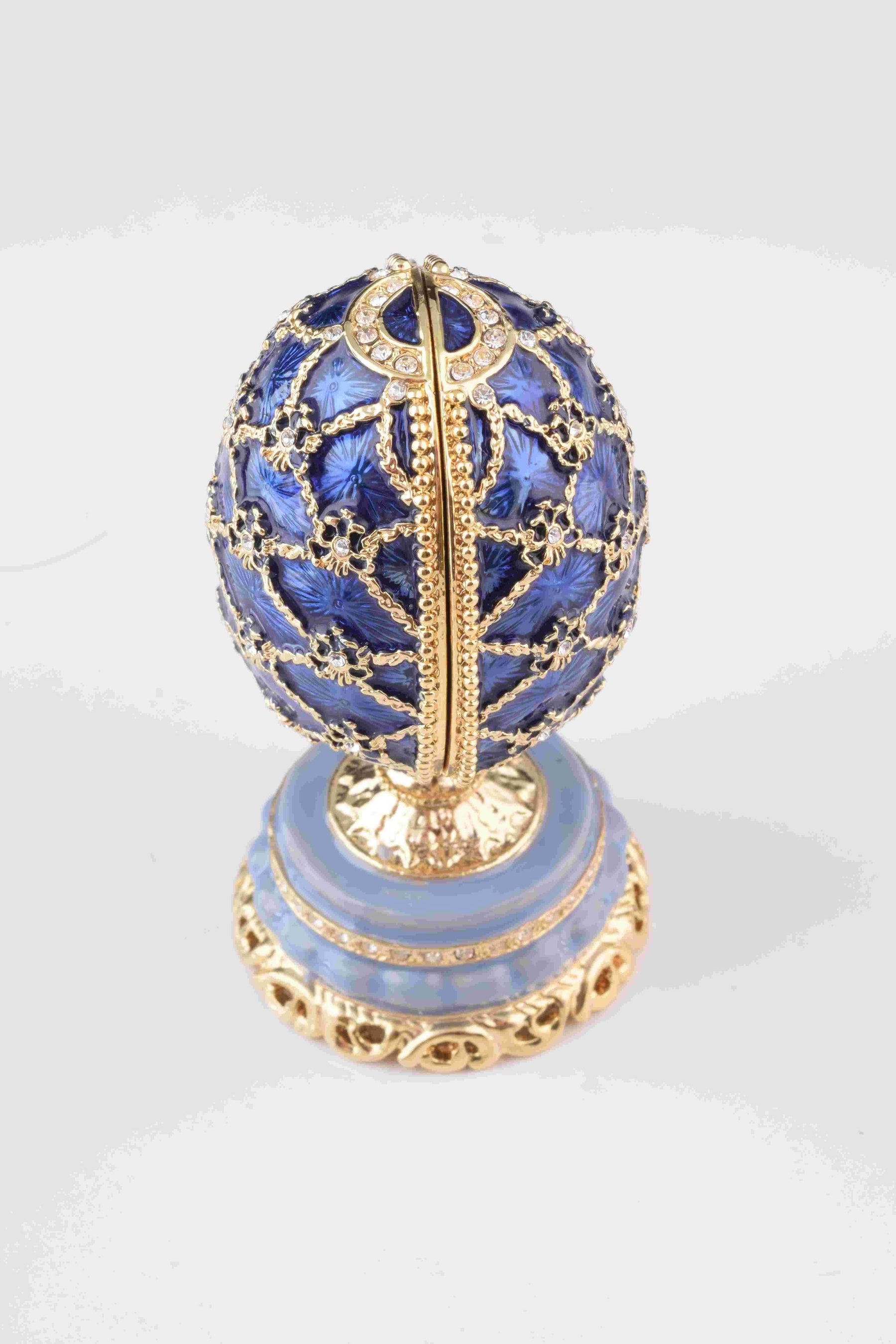 Blue Faberge Egg with Castle Inside