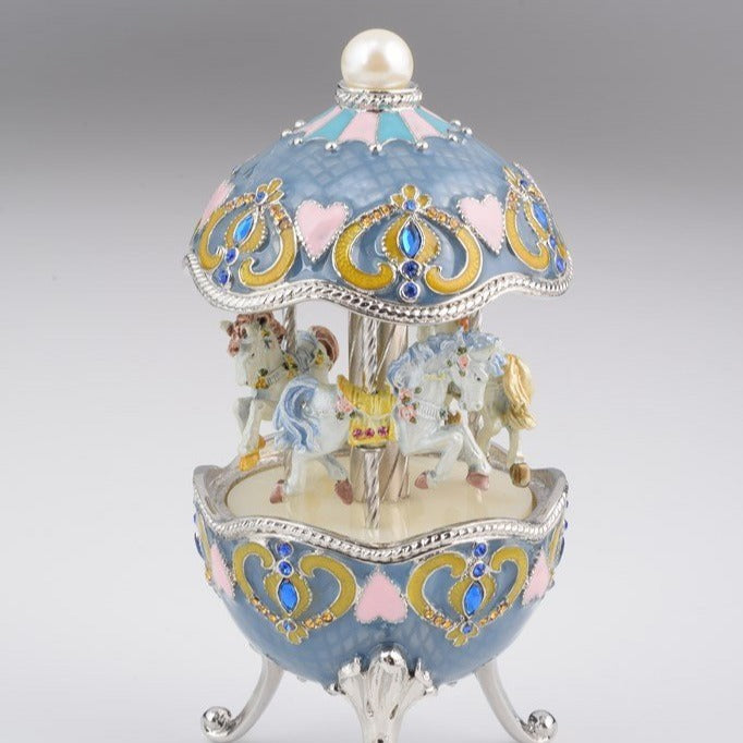 Keren Kopal Light Blue Faberge Egg with Horse Carousel  121.50