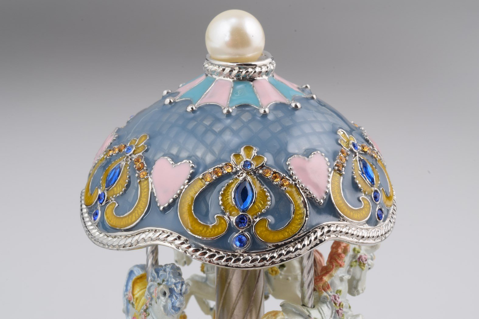 Keren Kopal Light Blue Faberge Egg with Horse Carousel  121.50