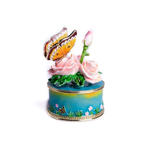 Keren Kopal Pink Roses with Butterfly Trinket Box Music Box 149.00