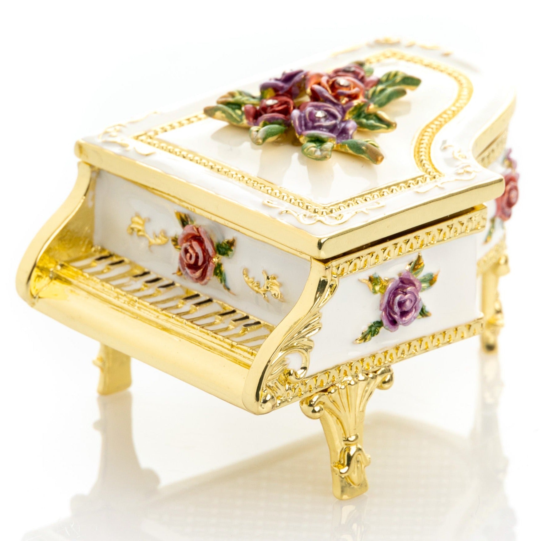 White piano with flowers