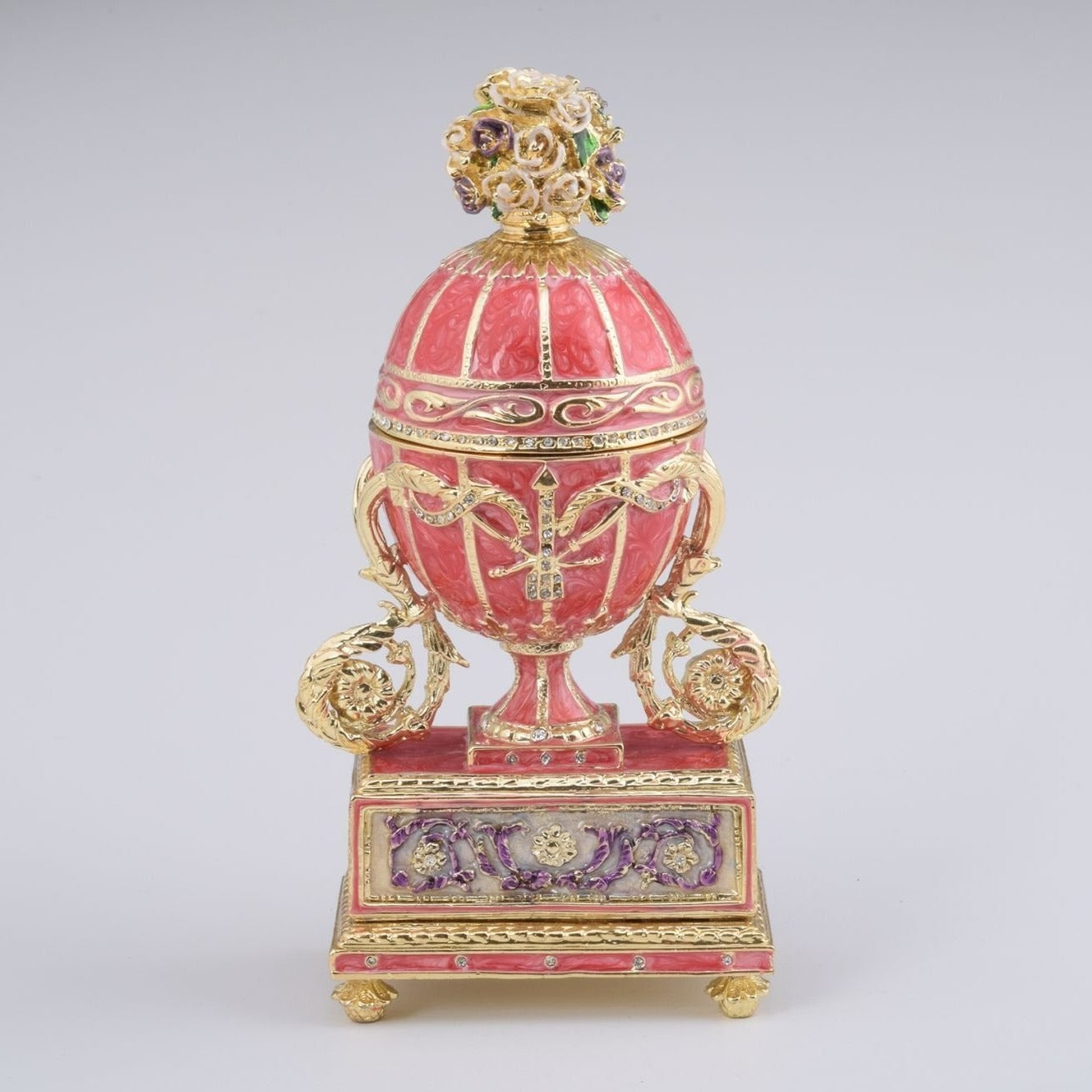 Keren Kopal Pink Faberge Egg with Flowers Bouquet on Top  124.00