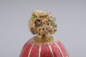 Keren Kopal Pink Faberge Egg with Flowers Bouquet on Top  124.00