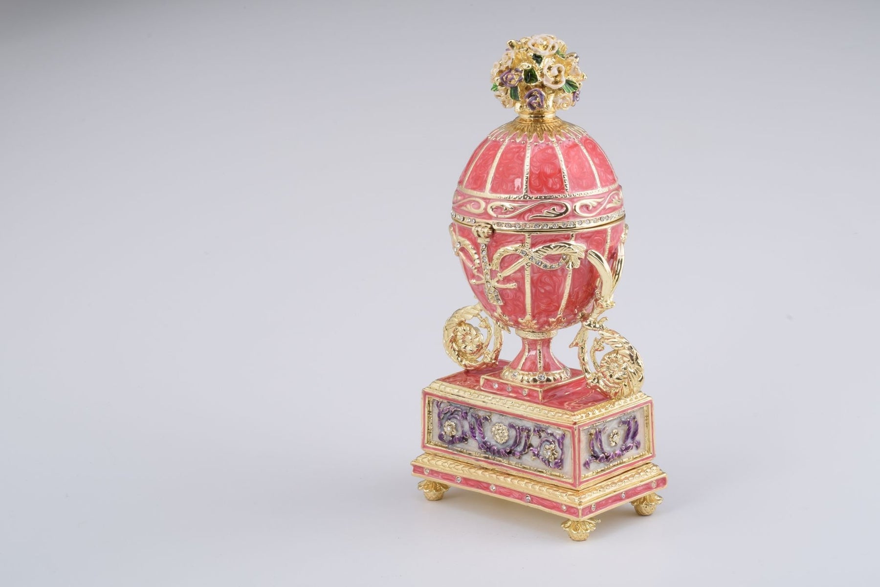 Keren Kopal Pink Faberge Egg with Flowers Bouquet on Top  124.00