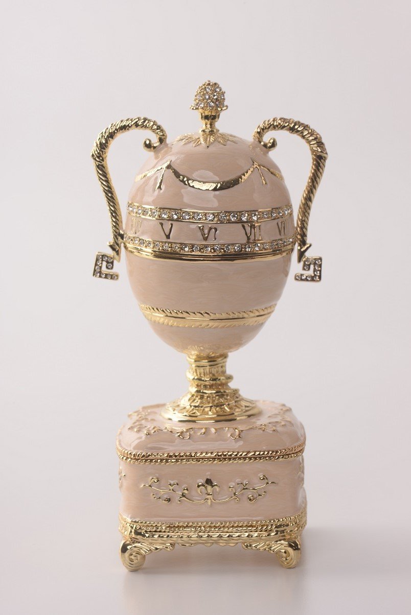 Keren Kopal Pink Faberge Egg with Gold Handles  126.25