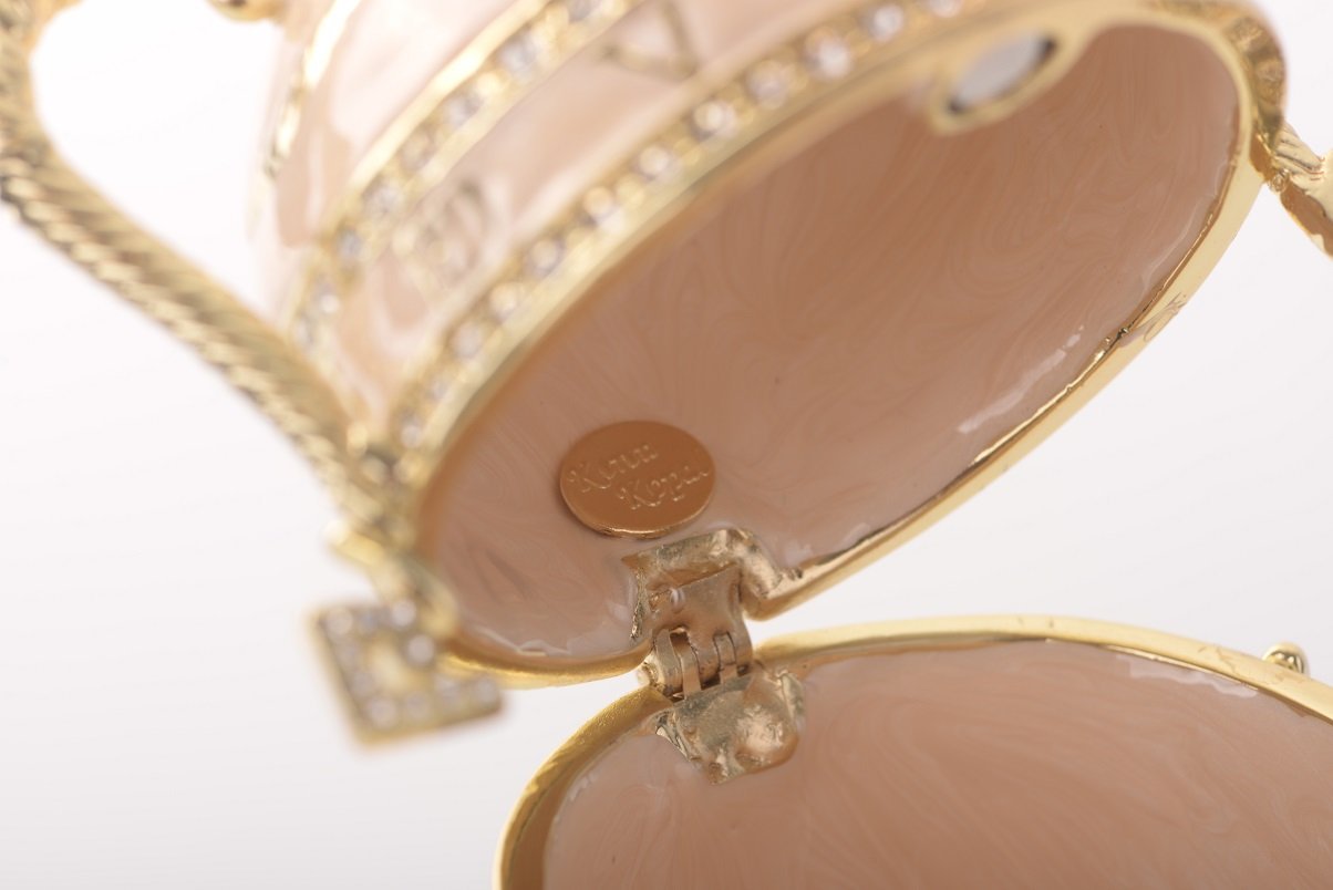 Keren Kopal Pink Faberge Egg with Gold Handles  126.25