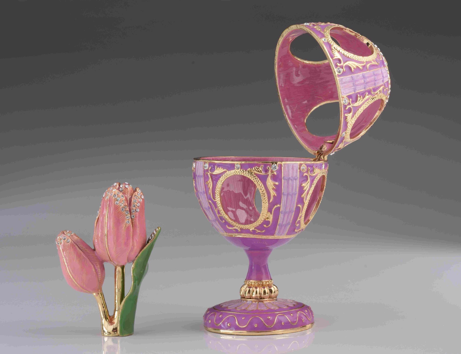 Keren Kopal Pink Faberge Egg with Pink Rose Inside  116.50