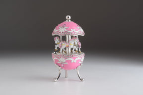 Keren Kopal Pink Musical Carousel Faberge Egg with White Royal Horses  124.00