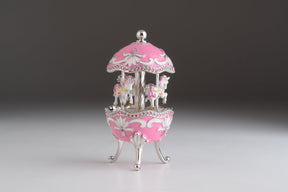 Keren Kopal Pink Musical Carousel Faberge Egg with White Royal Horses  124.00