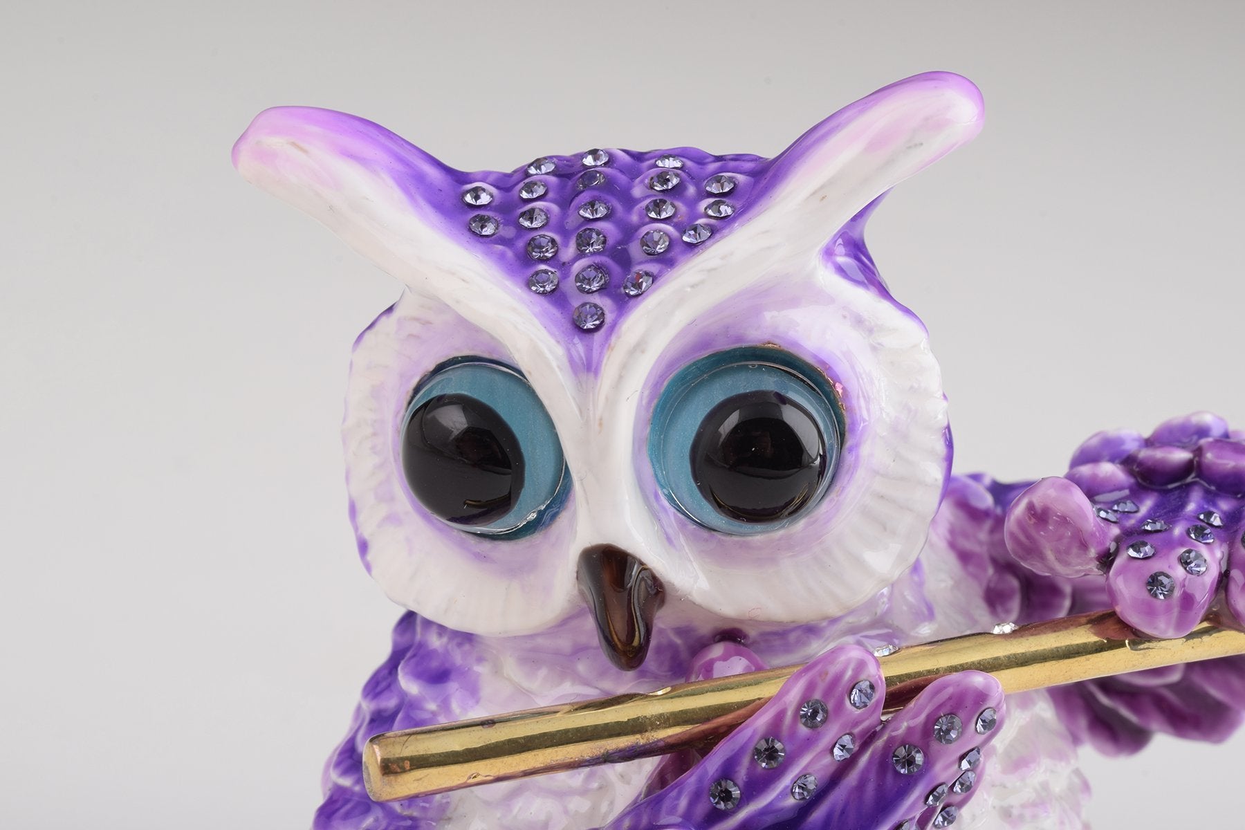 Keren Kopal Purple Owl Playing Flute Trinket Box  84.00