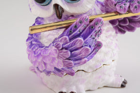 Keren Kopal Purple Owl Playing Flute Trinket Box  84.00