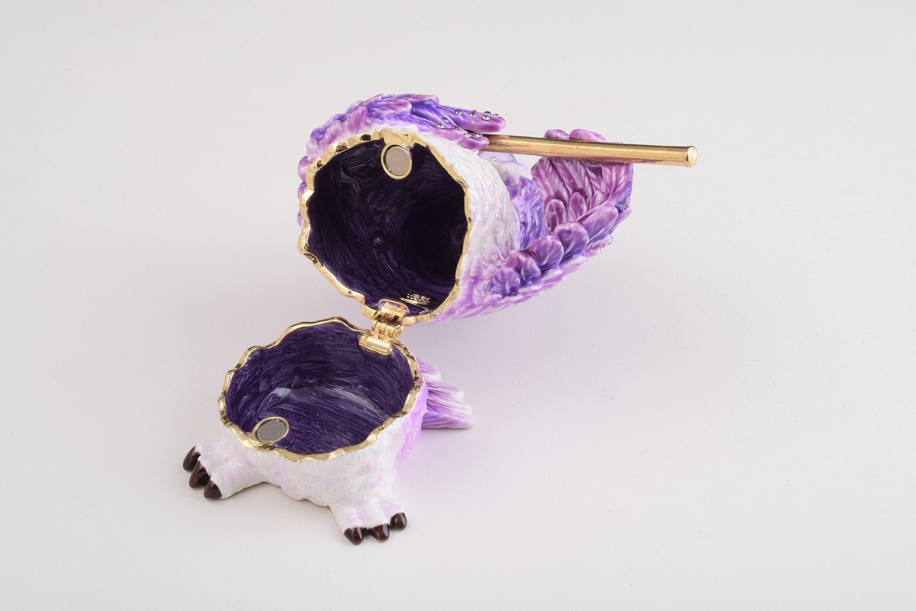 Keren Kopal Purple Owl Playing Flute Trinket Box  84.00