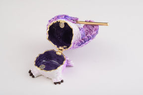 Keren Kopal Purple Owl Playing Flute Trinket Box  84.00