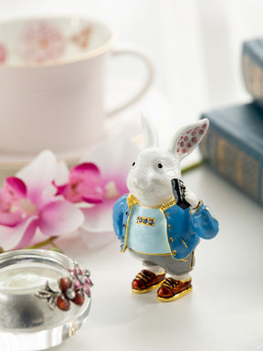 Businessman Rabbit with Cellphone Trinket Box